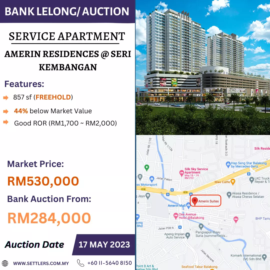 Bank Lelong Service Apartment @ Amerin Residence, Seri Kembangan, Selangor for Auction