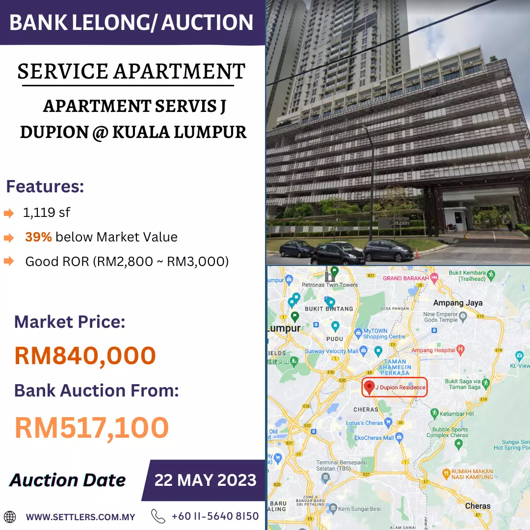 Bank Lelong Service Apartment @ Apartment Servis J Dupion, Kuala Lumpur for Auction