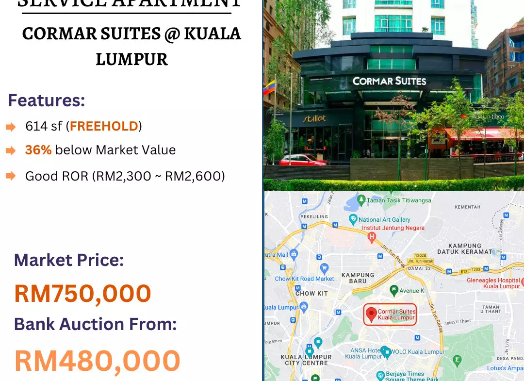 Bank Lelong Service Apartment @ Cormar Suites, Kuala Lumpur for Auction