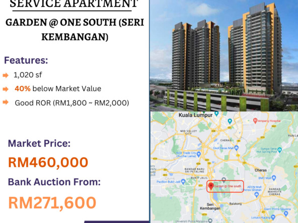 Bank Lelong Service Apartment @ Garden (One South), Seri Kembangan, Selangor for Auction