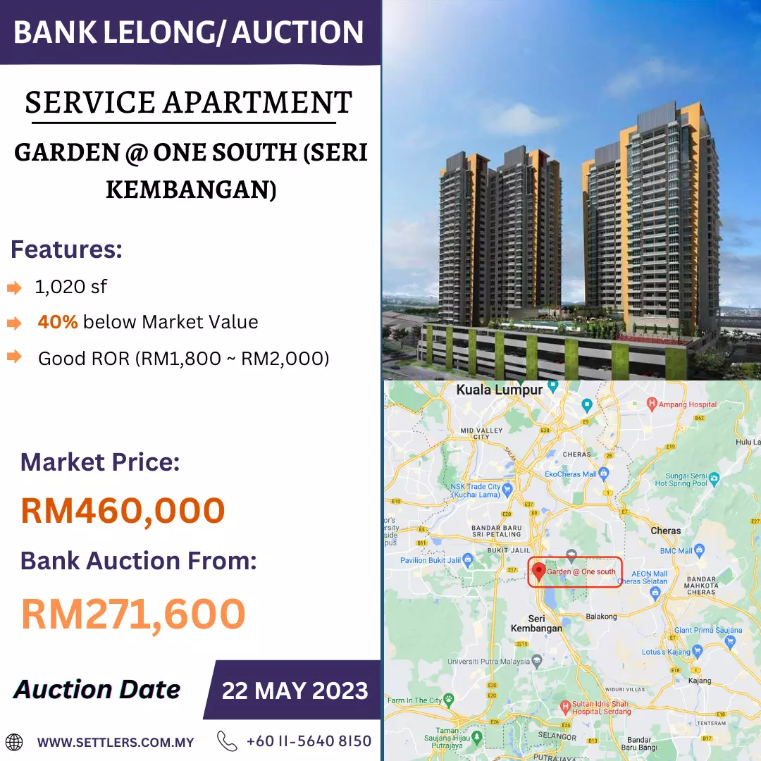 Bank Lelong Service Apartment @ Garden (One South), Seri Kembangan, Selangor for Auction
