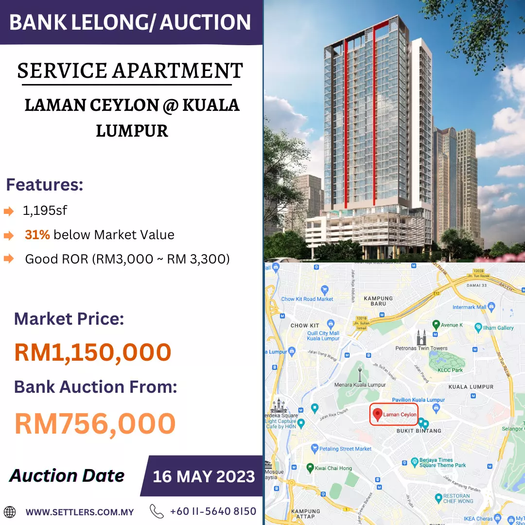 Bank Lelong Service Apartment @ Laman Ceylon, Kuala Lumpur for Auction 3