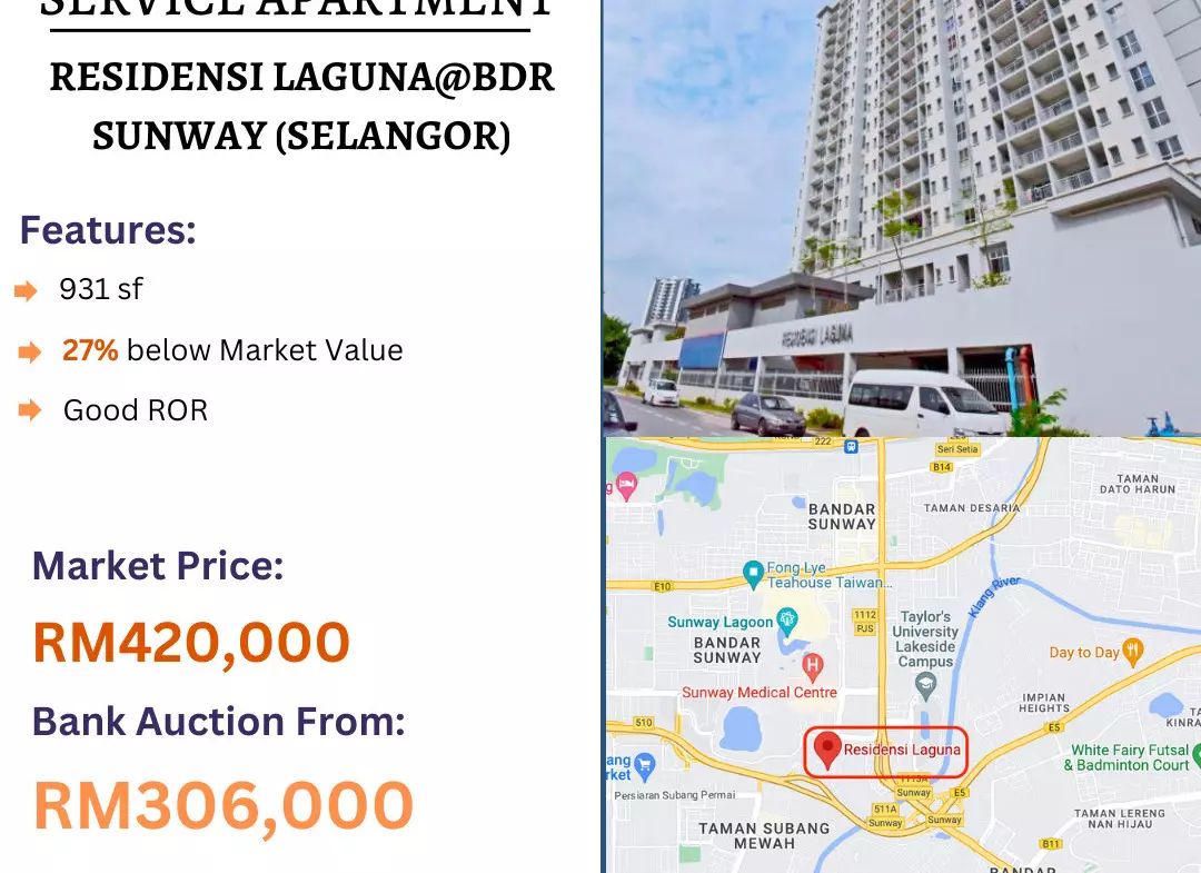 Bank Lelong Service Apartment @ Residensi Laguna (Bandar Sunway), Selangor for Auction