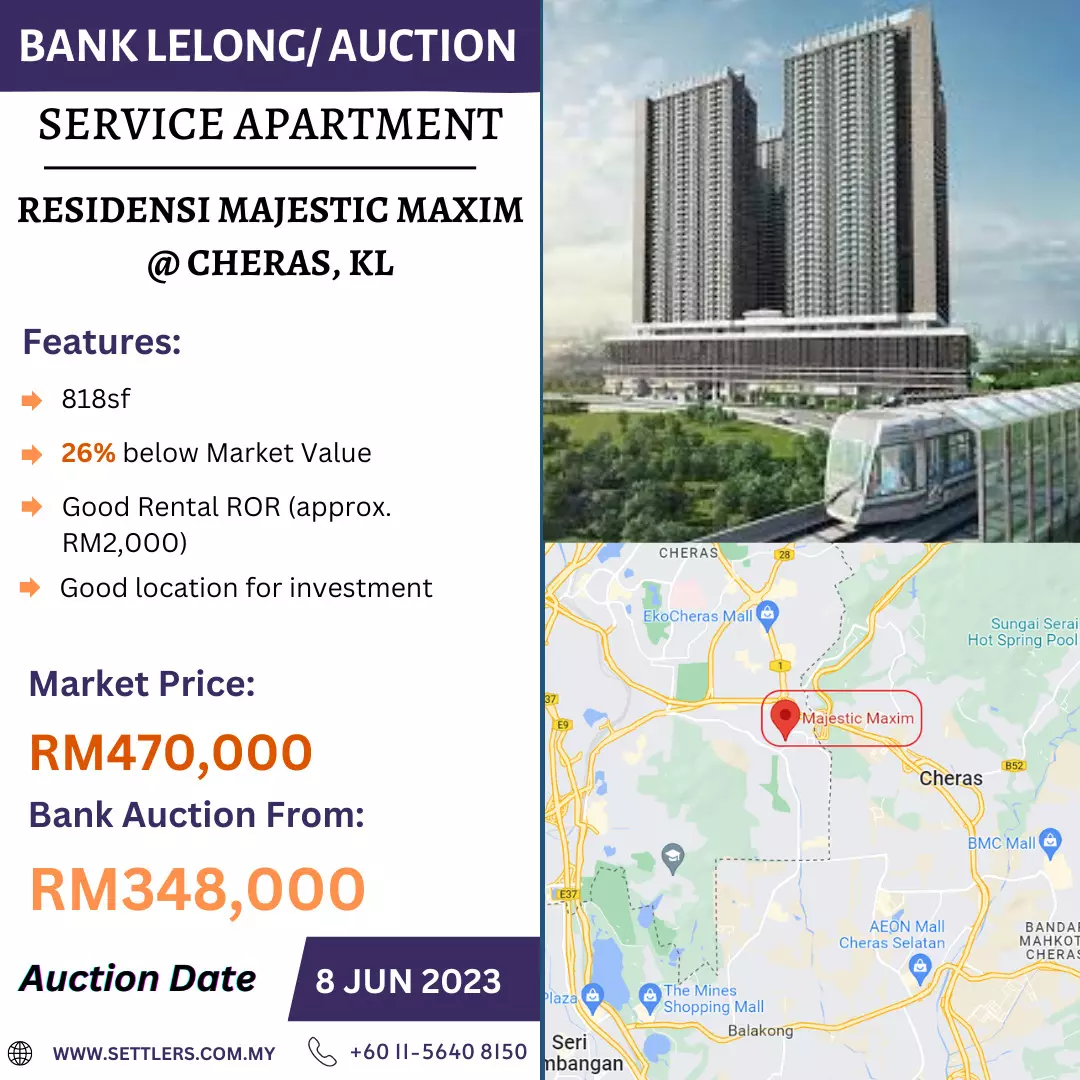 Bank Lelong Service Apartment @ Residensi Majestic Maxim, Cheras, Kuala Lumpur for Auction