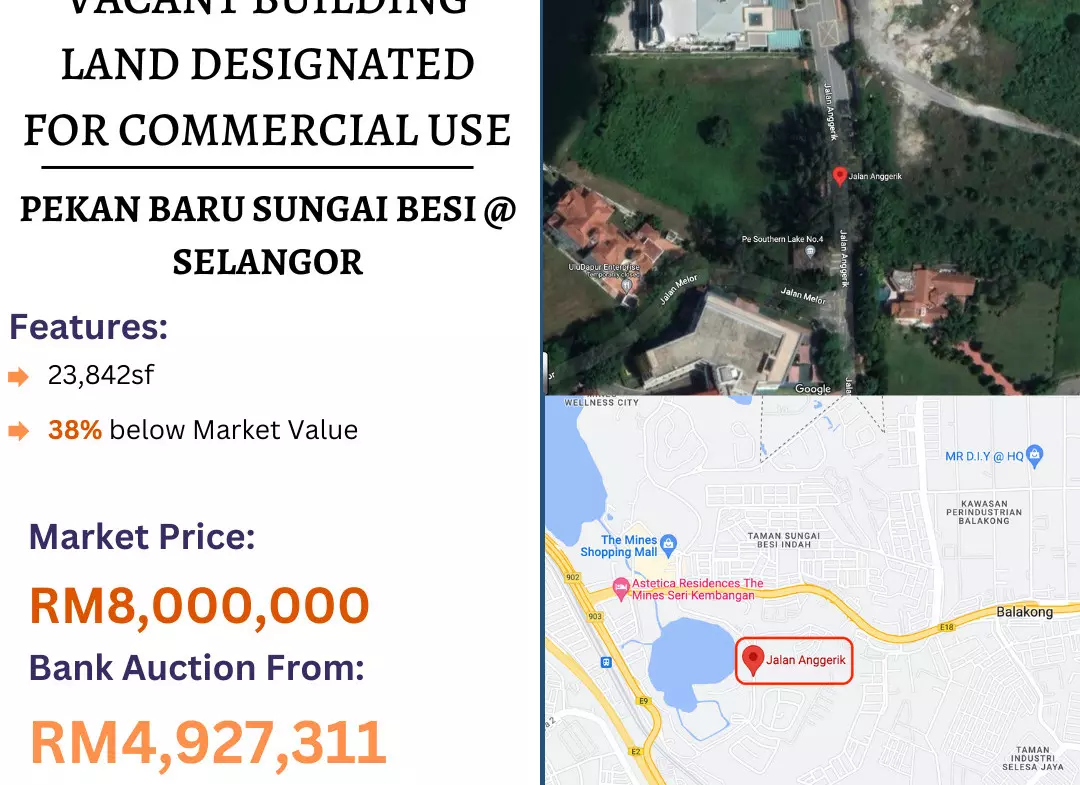 Bank Lelong Vacant Land for Commercial Use @ Seri Kembangan, Pekan Baru Sungai Besi, Selangor for Auction