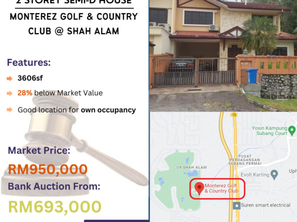 Bank Lelong 2 Storey Semi-D House @ Monterez Golf & Country Club @ Shah Alam, Selangor