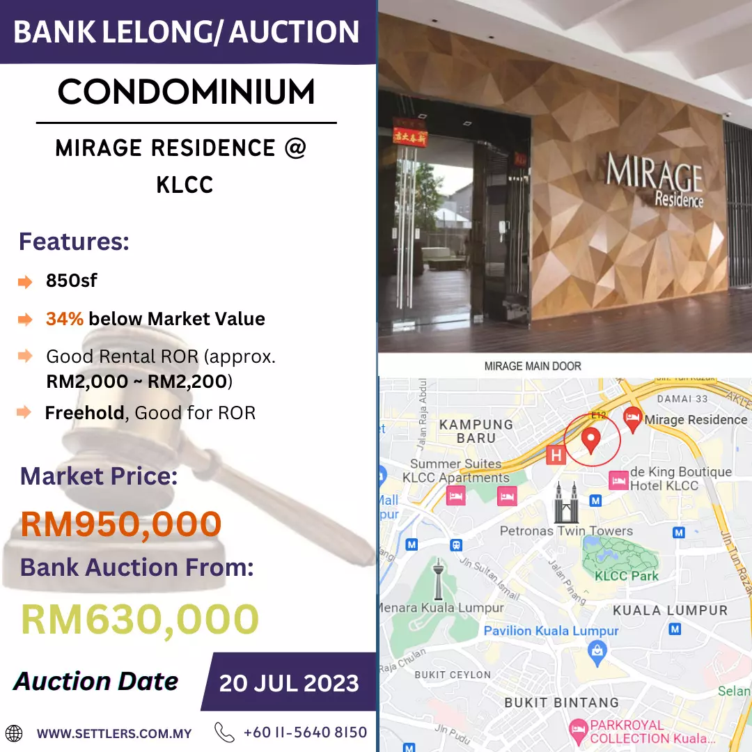 Bank Lelong Condominium @ Mirage Residence, KLCC, Kuala Lumpur for Auction