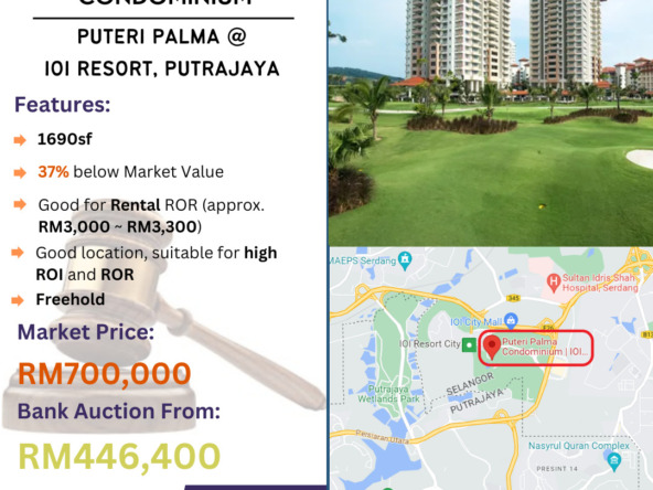 Bank Lelong Condominium @ Puteri Palma, IOI Resort, Putrajaya for Auction