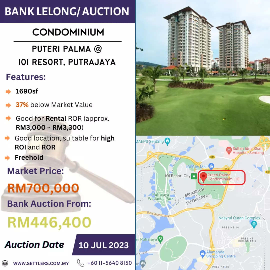 Bank Lelong Condominium @ Puteri Palma, IOI Resort, Putrajaya for Auction