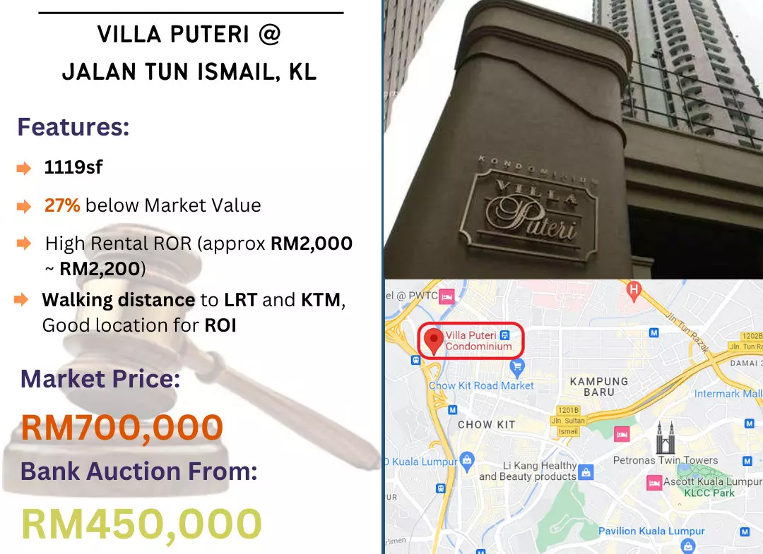 Bank Lelong Condominium @ Villa Puteri, Jalan Tun Ismail, Kuala Lumpur for Auction for Auction