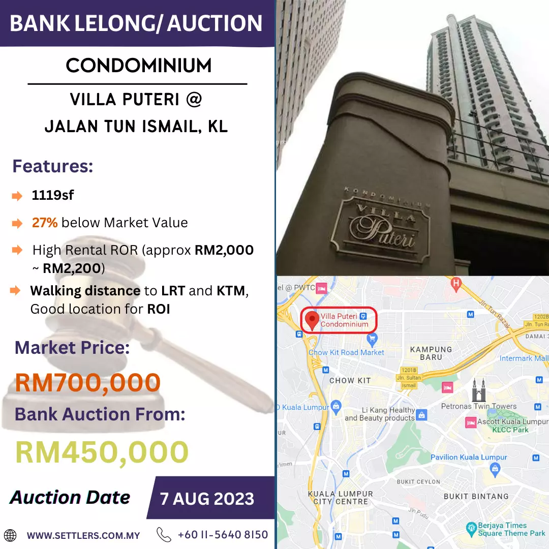 Bank Lelong Condominium @ Villa Puteri, Jalan Tun Ismail, Kuala Lumpur for Auction for Auction