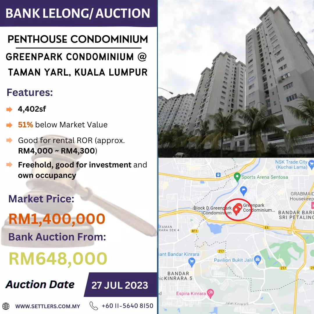 Bank Lelong Greenpark Condominium @ Taman Yarl, Kuala Lumpur for Auction