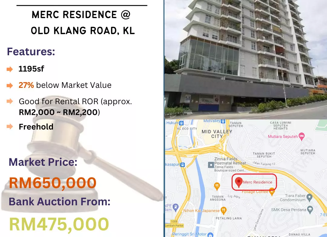 Bank Lelong Merc Residence @ Old Klang Road, Kuala Lumpur for Auction