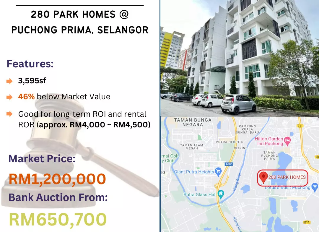 Bank Lelong Apartment @ 280 Park Homes, Puchong Prima, Puchong, Selangor for Auction