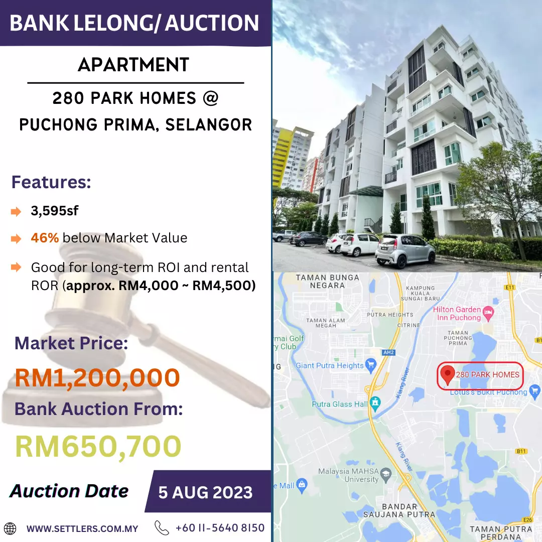 Bank Lelong Apartment @ 280 Park Homes, Puchong Prima, Puchong, Selangor for Auction