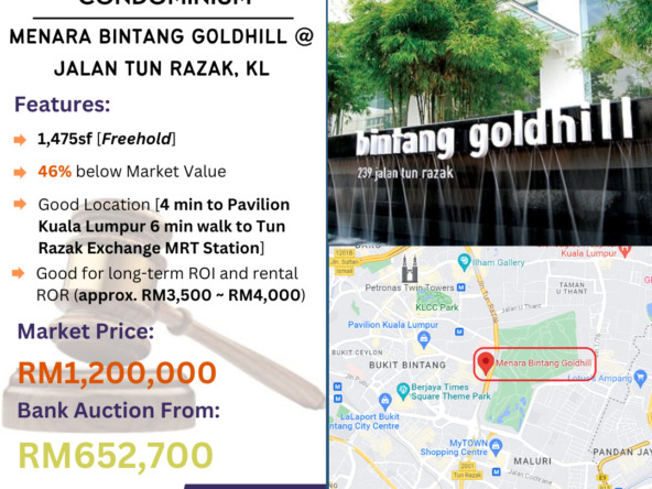 Bank Lelong Condominium @ Menara Bintang Goldhill, Jalan Tun Razak, Bukit Bintang, Kuala Lumpur for Auction
