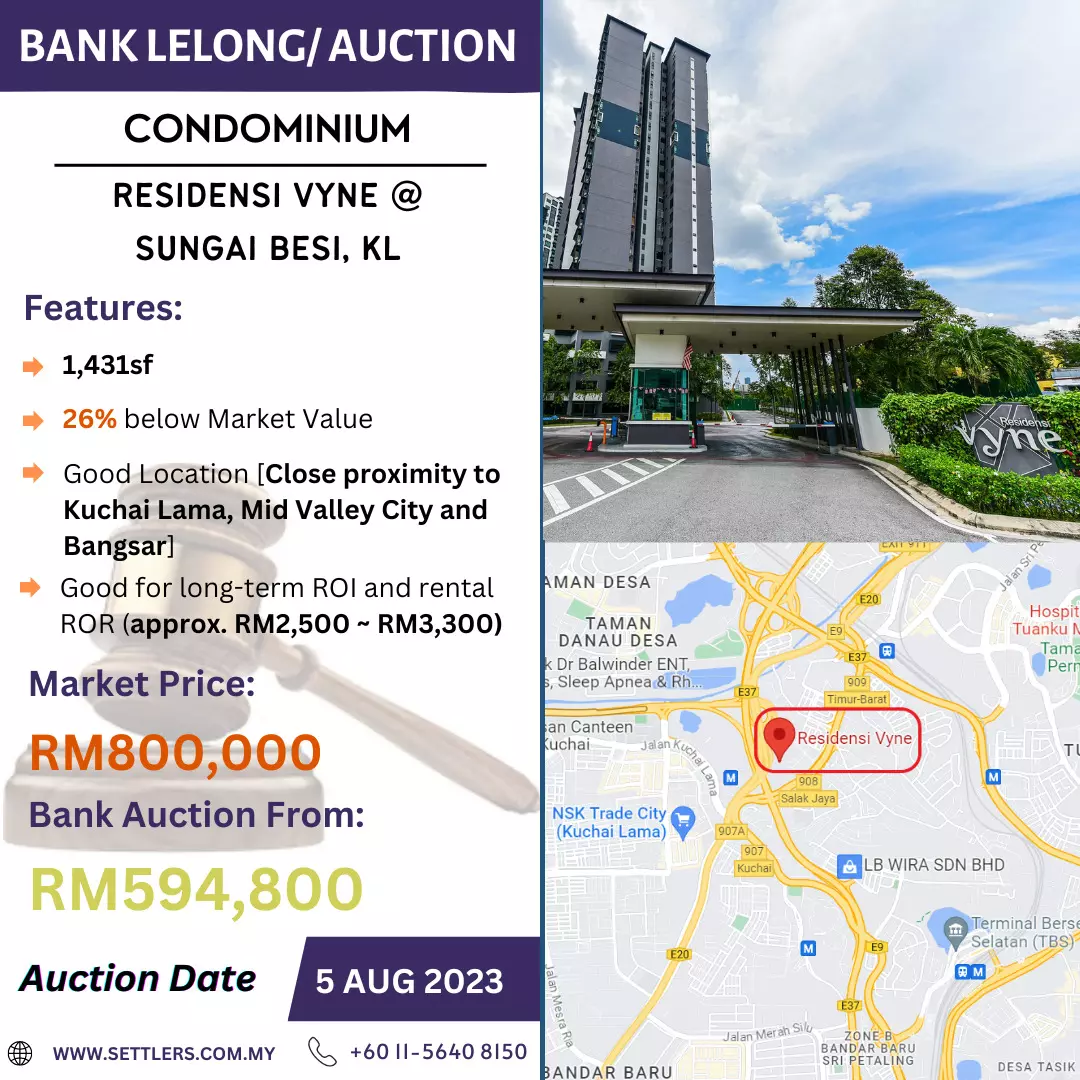 Bank Lelong Condominium @ Residensi Vyne, Sungai Besi, Kuala Lumpur for Auction