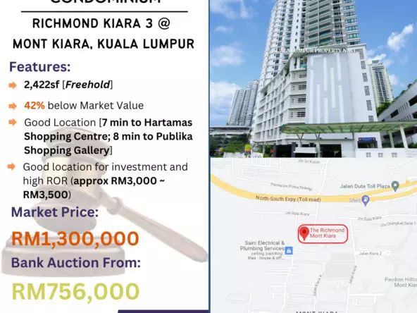 Bank Lelong Condominium @ Richmond Kiara 3, Mont Kiara, Kuala Lumpur for Auction