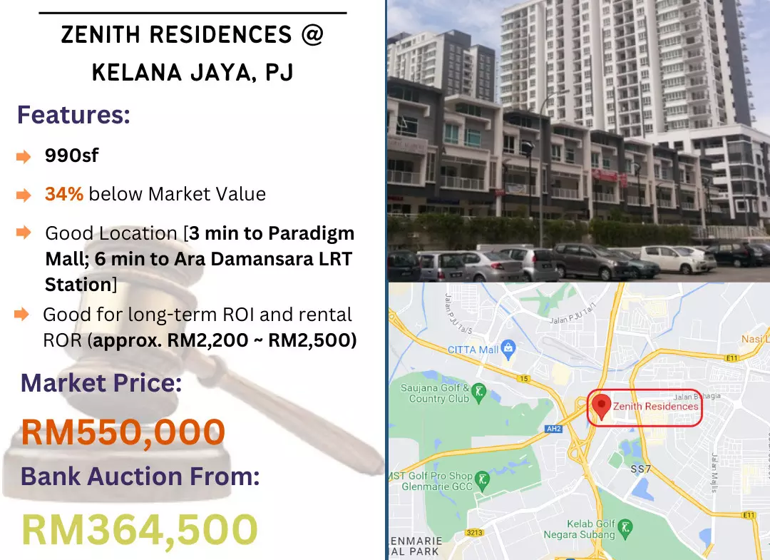 Bank Lelong Condominium @ Zenith Residences, Kelana Jaya, Petaling Jaya, Selangor for Auction