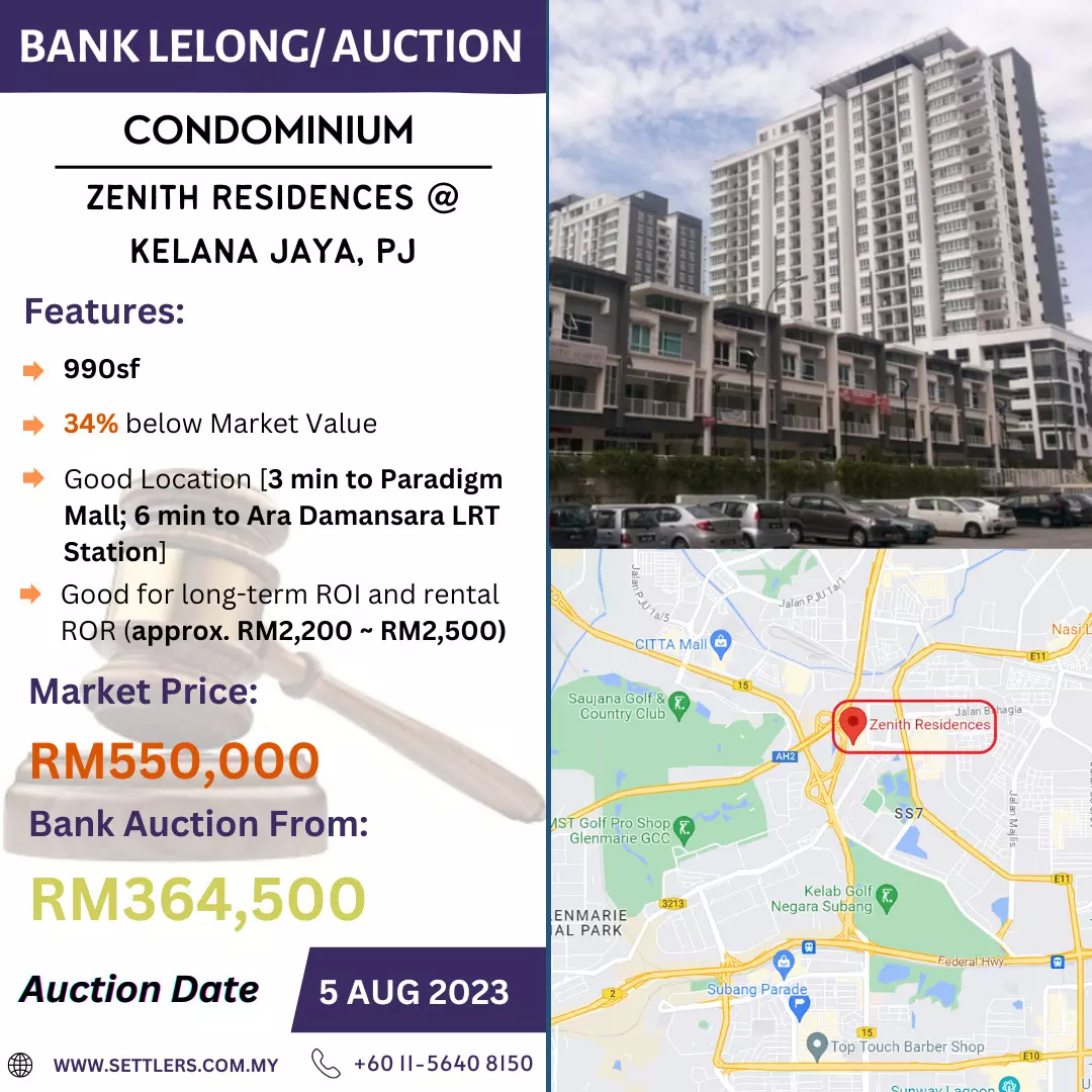 Bank Lelong Condominium @ Zenith Residences, Kelana Jaya, Petaling Jaya, Selangor for Auction
