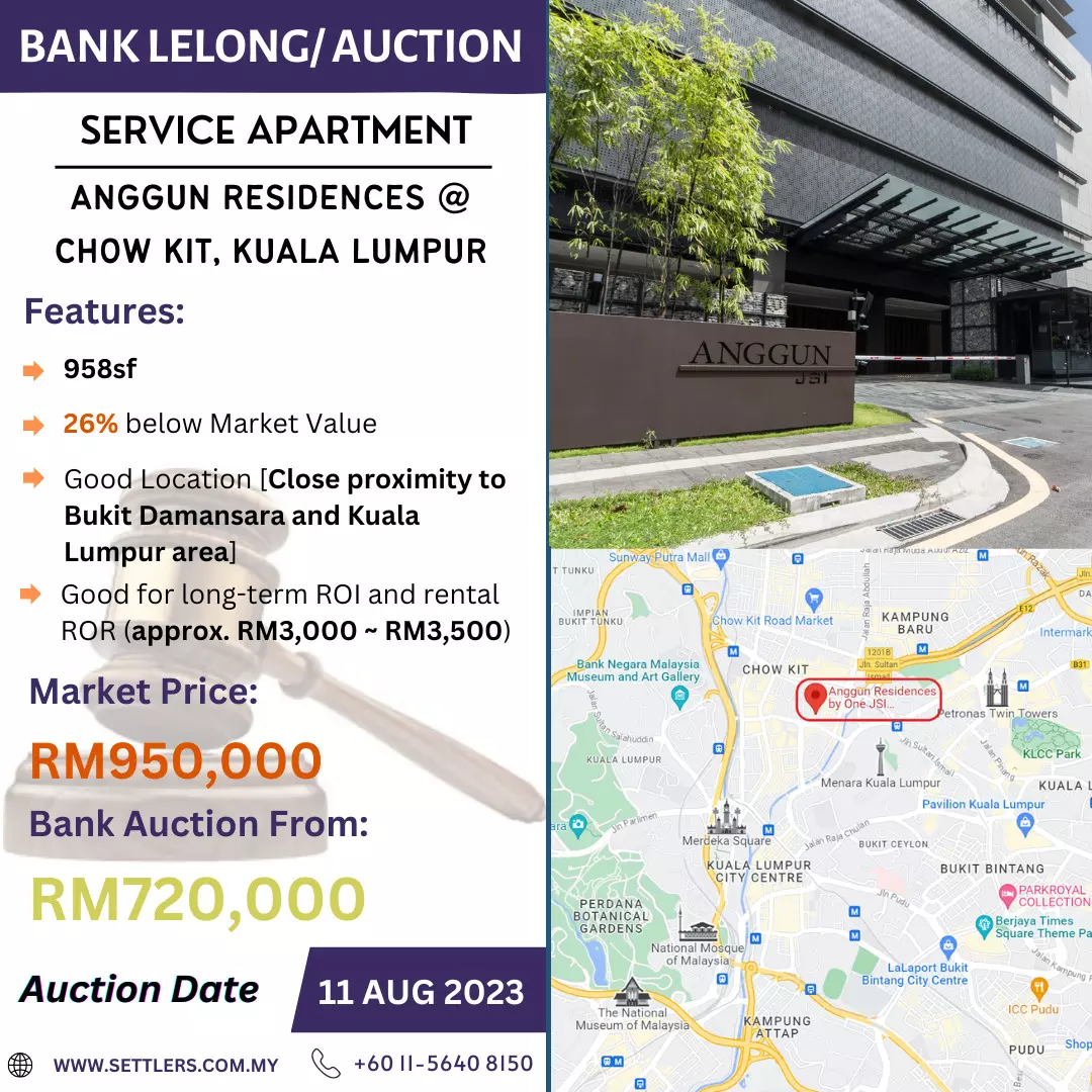 Bank Lelong Service Apartment @ Anggun Residences, Chow Kit, Kuala Lumpur for Auction