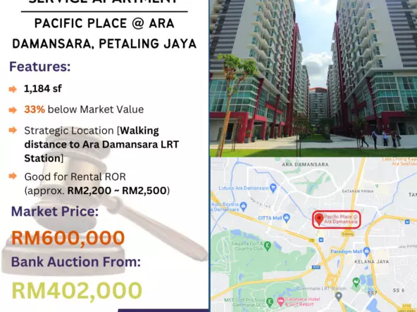 Bank Lelong Service Apartment @ Pacific Place (G-5-15), Ara Damansara, Petaling Jaya For Auction