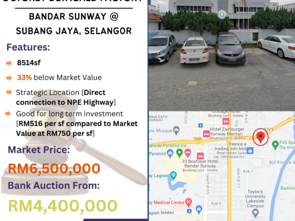 Bank Lelong 2 Storey Detached Factory @ Bandar Sunway, Subang Jaya, Selangor for Auction
