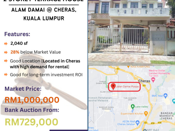 Bank Lelong 2 Storey Terrace House @ Alam Damai, Cheras, Kuala Lumpur for Auction