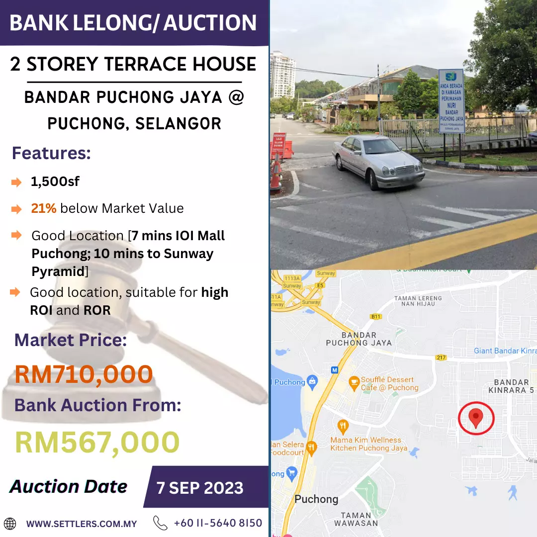 Bank Lelong 2 Storey Terrace House @ Bandar Puchong Jaya, Puchong, Selangor for Auction