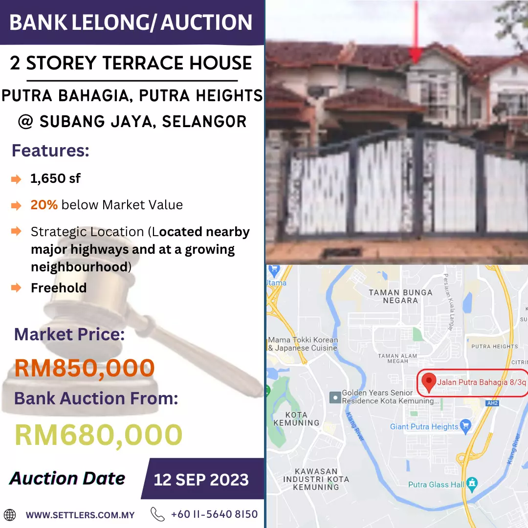 Bank Lelong 2 Storey Terrace House @ Putra Bahagia, Putra Heights, Subang Jaya, Selangor for Auction (2)