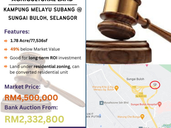 Bank Lelong Agricultural Land @ Kampung Melayu Subang, Sungai Buloh, Shah Alam, Selangor for Auction