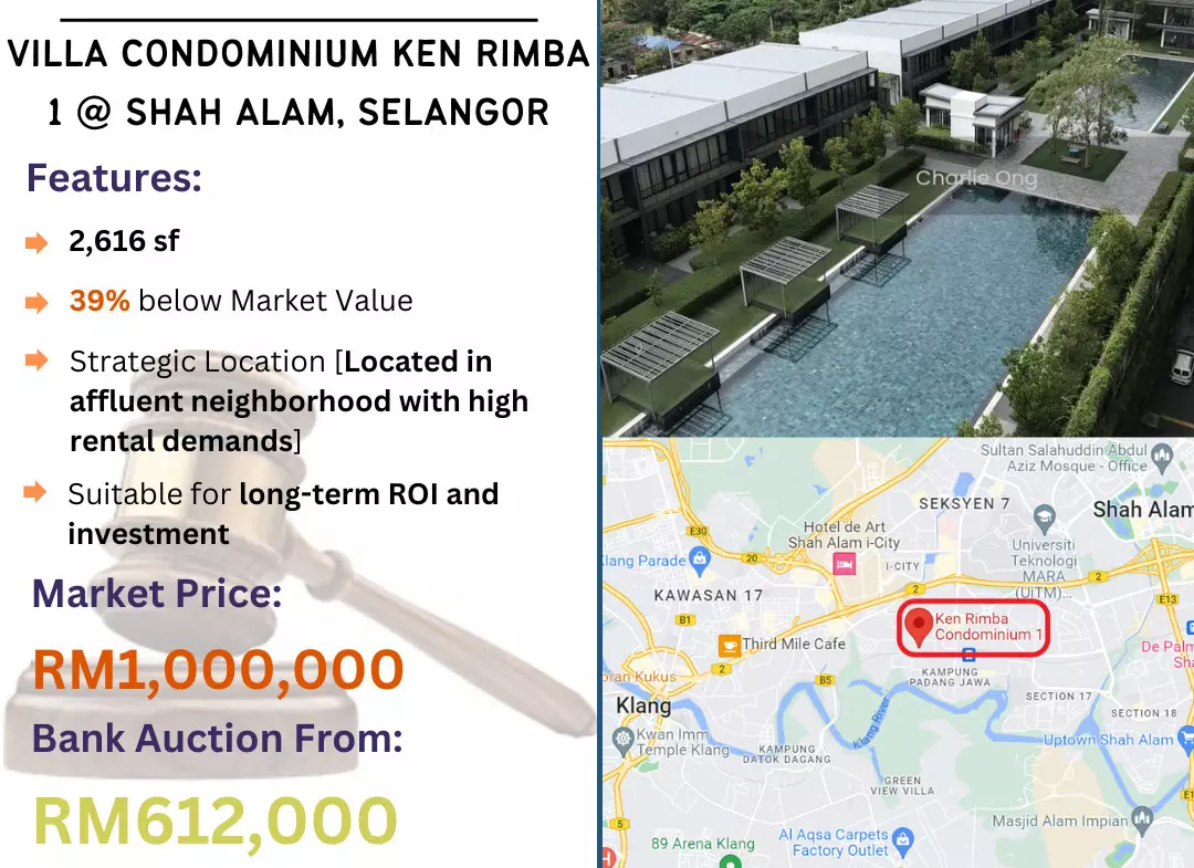 Bank Lelong Condo Villa @ Villa Condominium Ken Rimba 1, Shah Alam, Selangor for Auction