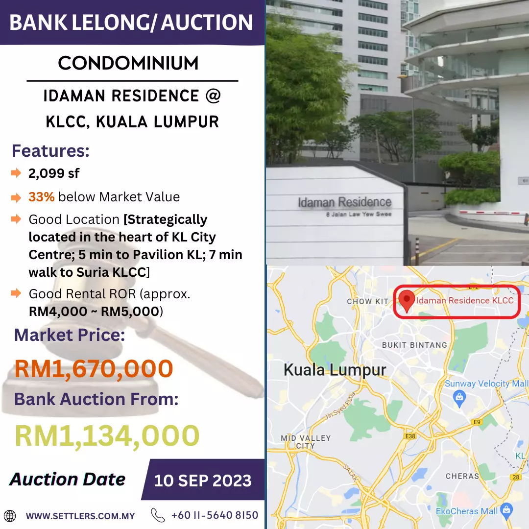Bank Lelong Condominium @ Idaman Residence, KLCC, Kuala Lumpur for Auction