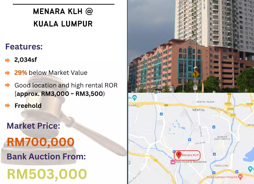 Bank Lelong Condominium @ Menara KLH, Jalan Ipoh, Kuala Lumpur for Auction