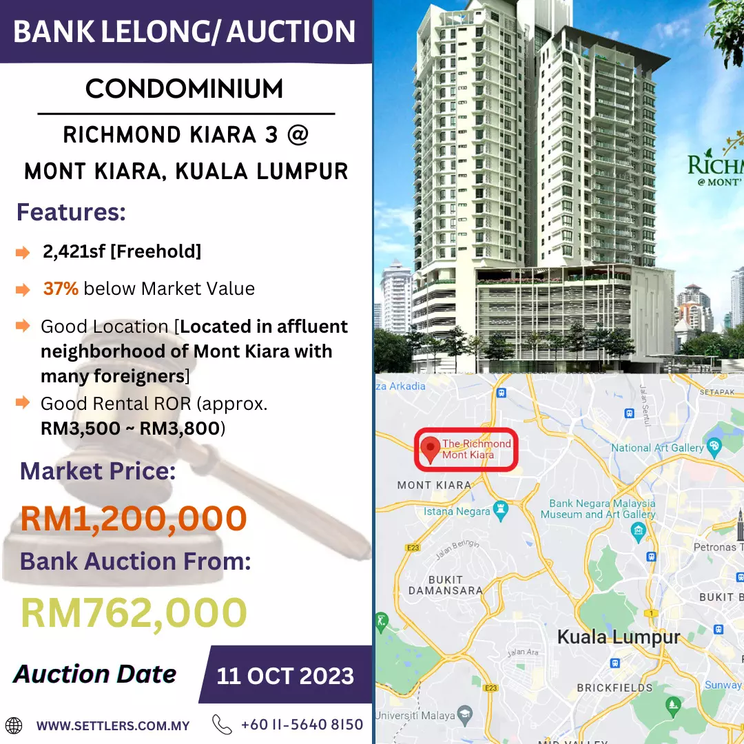 Bank Lelong Condominium @ Richmond Kiara 3, Mont Kiara, Kuala Lumpur for Auction