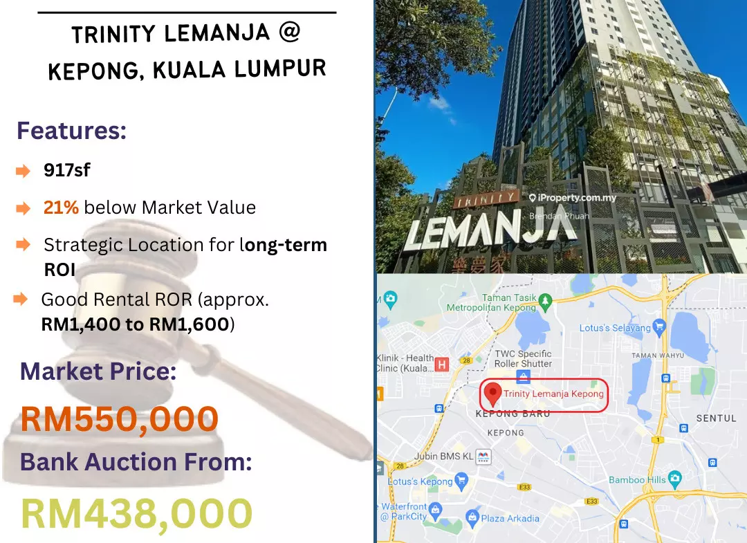 Bank Lelong Condominium @ Trinity Lemanja, Kepong, Kuala Lumpur for Auction