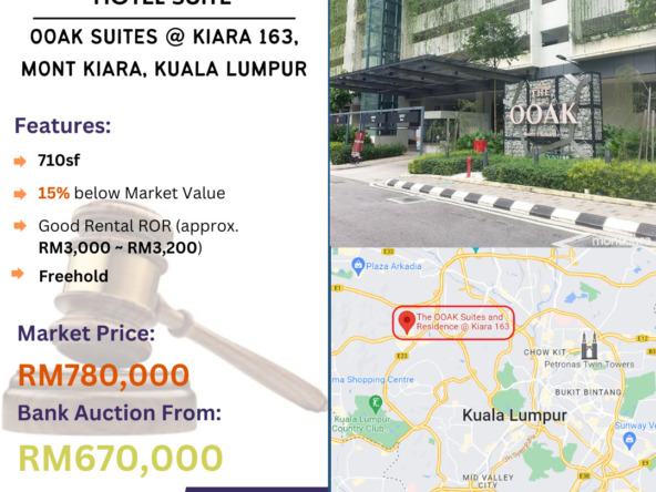 Bank Lelong Hotel Suite @ Ooak Suites, Kiara 163, Mont Kiara, Kuala Lumpur for Auction