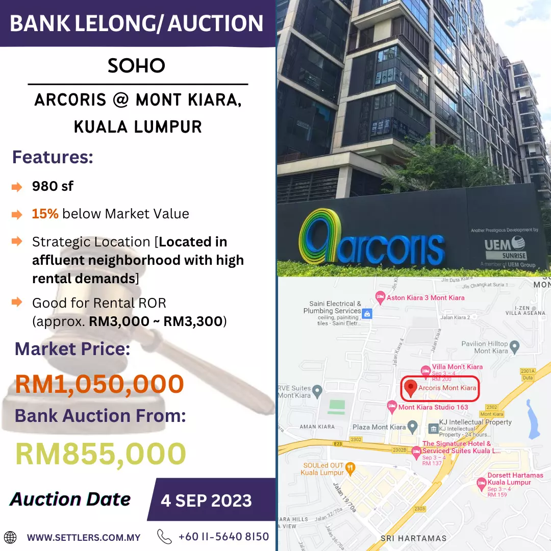 Bank Lelong SOHO @ Arcoris, Mont Kiara, Kuala Lumpur for Auction