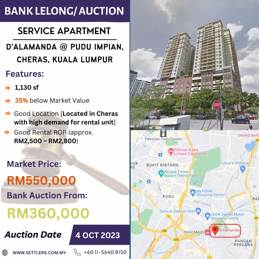 Bank Lelong Service Apartment @ D'Alamanda, Pudu Impian, Cheras, Kuala Lumpur for Auction