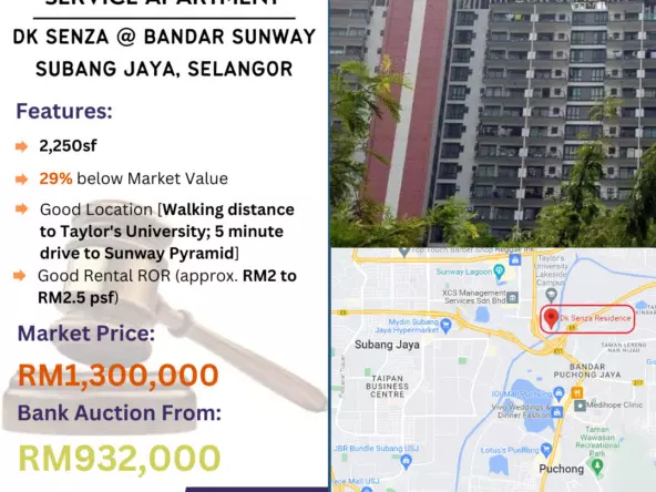 Bank Lelong Service Apartment @ DK Senza, Bandar Sunway, Subang Jaya, Selangor for Auction