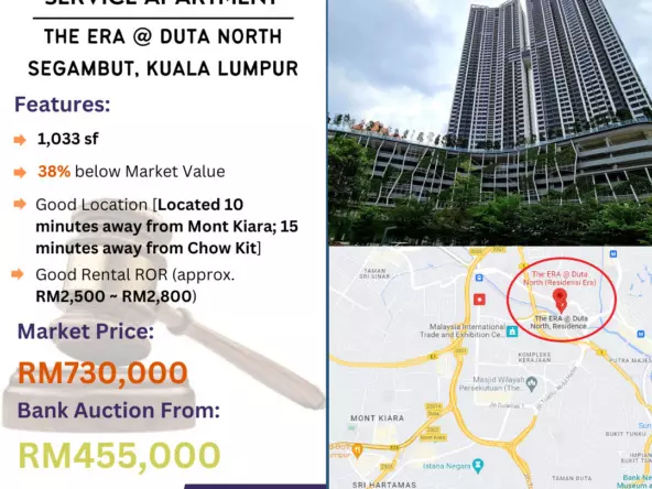 Bank Lelong Service Apartment @ The Era, Duta North, Segambut, Kuala Lumpur for Auction