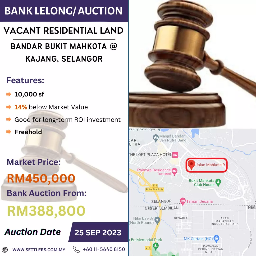 Bank Lelong Vacant Residential Land @ Bandar Bukit Mahkota, Kajang, Selangor for Auction