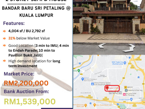 Bank Lelong 2 Storey Semi-D House @ Bandar Baru Sri Petaling, Kuala Lumpur for Auction
