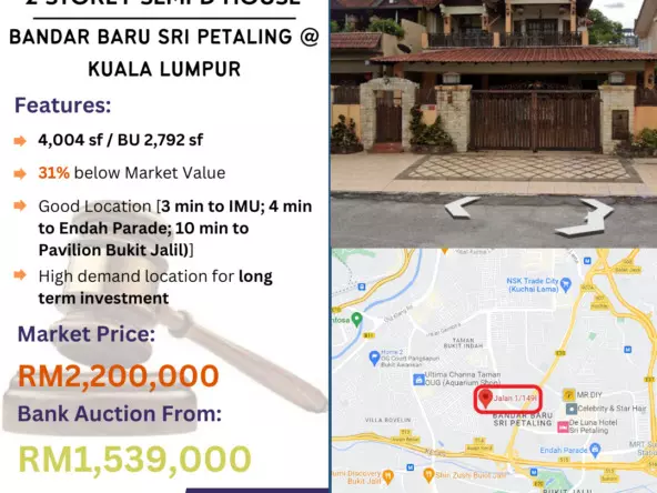 Bank Lelong 2 Storey Semi-D House @ Bandar Baru Sri Petaling, Kuala Lumpur for Auction