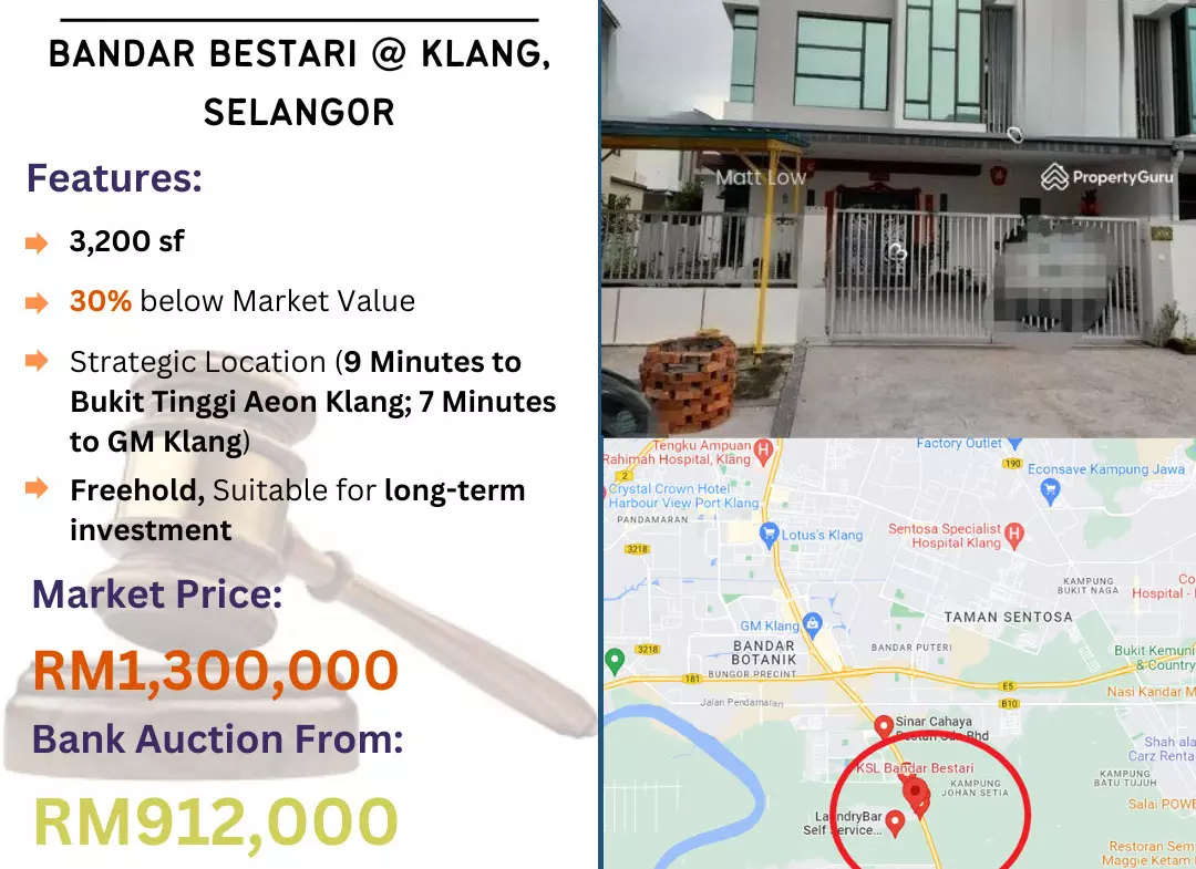 Bank Lelong 2 Storey Semi-D House @ Bandar Bestari, Klang, Selangor for Auction