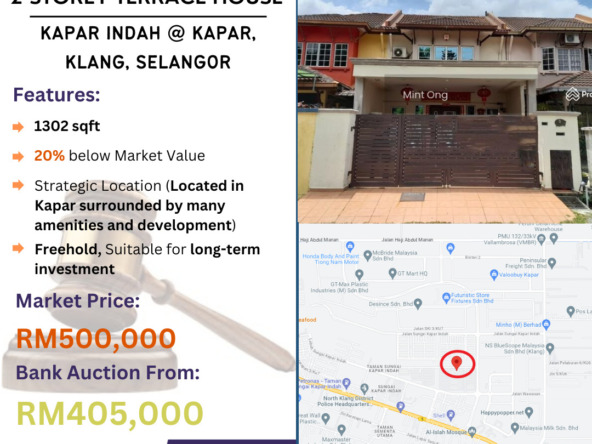Bank Lelong 2-Storey Terrace House @ Kapar Indah, Kapar, Klang, Selangor for Auction