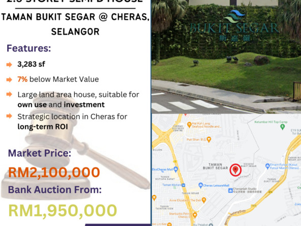 Bank Lelong 2.5 Storey Semi-D House @ Taman Bukit Segar, Cheras, Selangor for Auction
