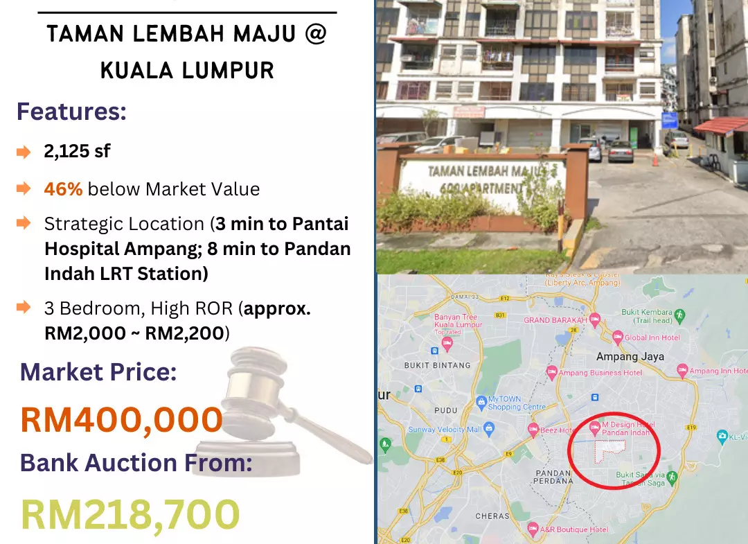 Bank Lelong Apartment, Corner Lot @ Taman Lembah Maju, Ampang, Kuala Lumpur for Auction