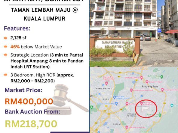 Bank Lelong Apartment, Corner Lot @ Taman Lembah Maju, Ampang, Kuala Lumpur for Auction