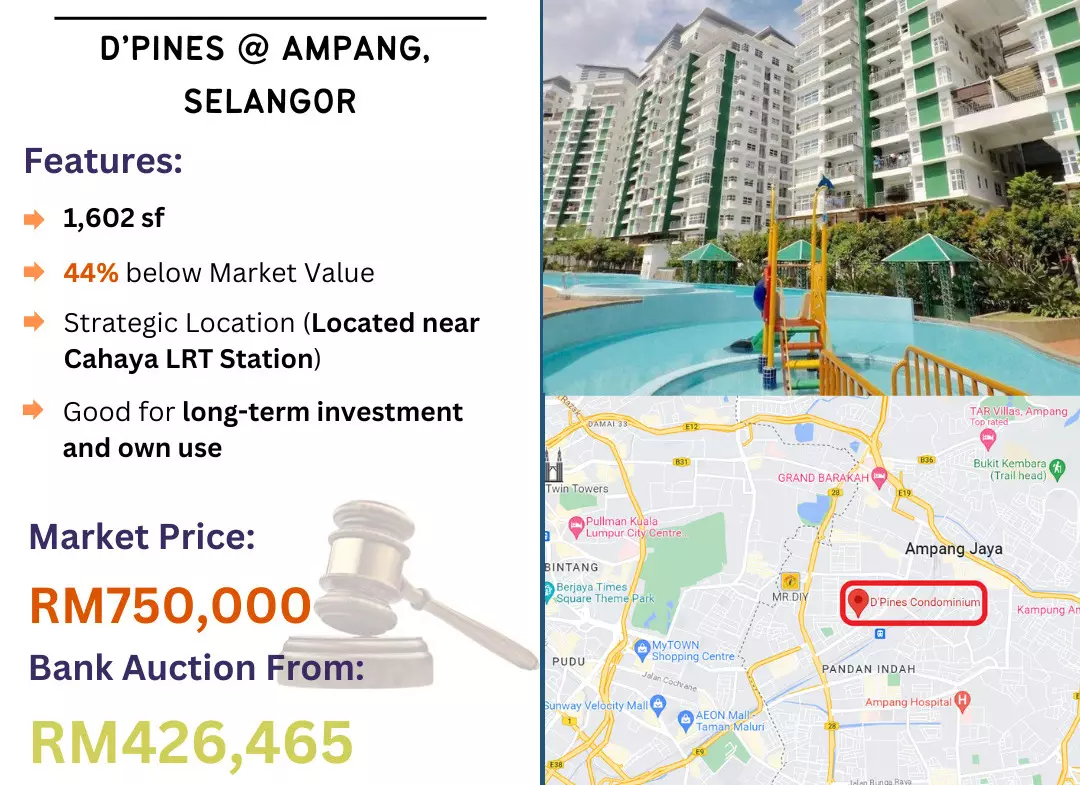 Bank Lelong Condominium @ D’Pines, Ampang, Selangor for Auction